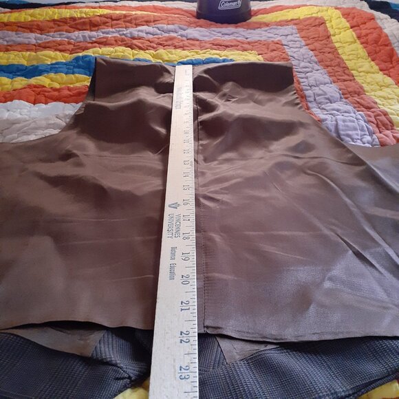 Vintage Brown Plaid Suit Jacket and Matching Vest Size 43 - Picture 14 of 14